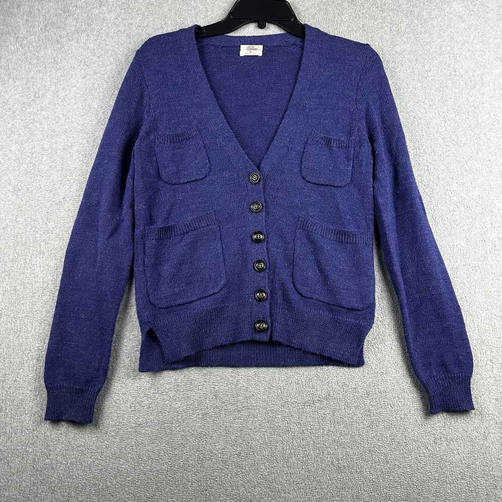 Wallace Sweater Womens Small Purple Wool Alpaca Blend Button Cardigan Pockets